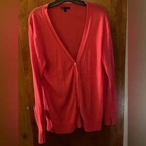 Woman’s long sleeved watermelon colored cardigan size XL